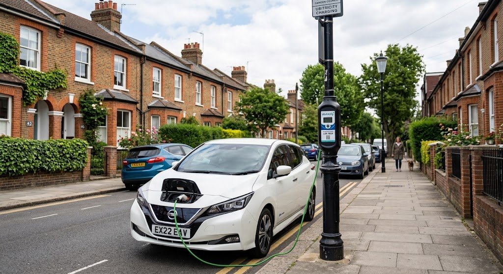 public lamp post EV charger UK street
